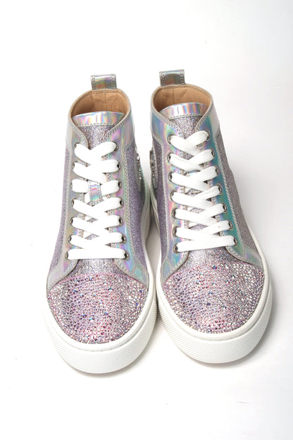 Christian Louboutin Ab/Silver Super Lou Strass Fla Sneakers