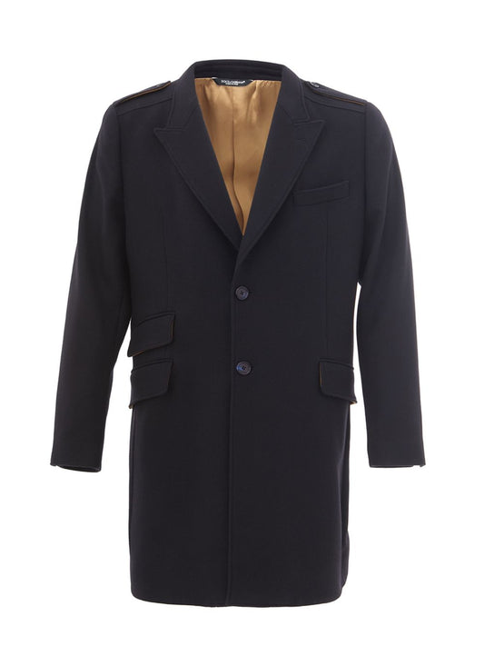 Dolce & Gabbana Elegant Blue Wool Mid-Length Coat