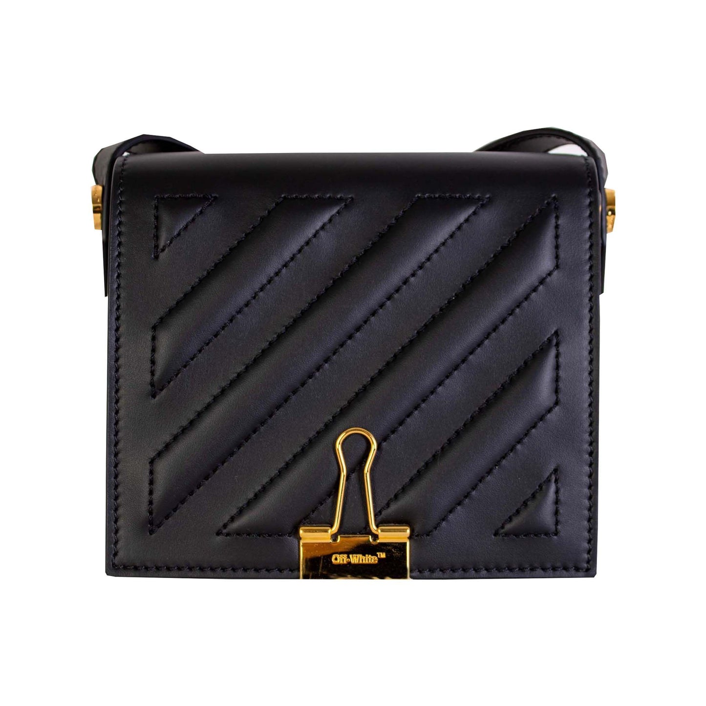 Off-White Elegant Black Leather Shoulder Bag