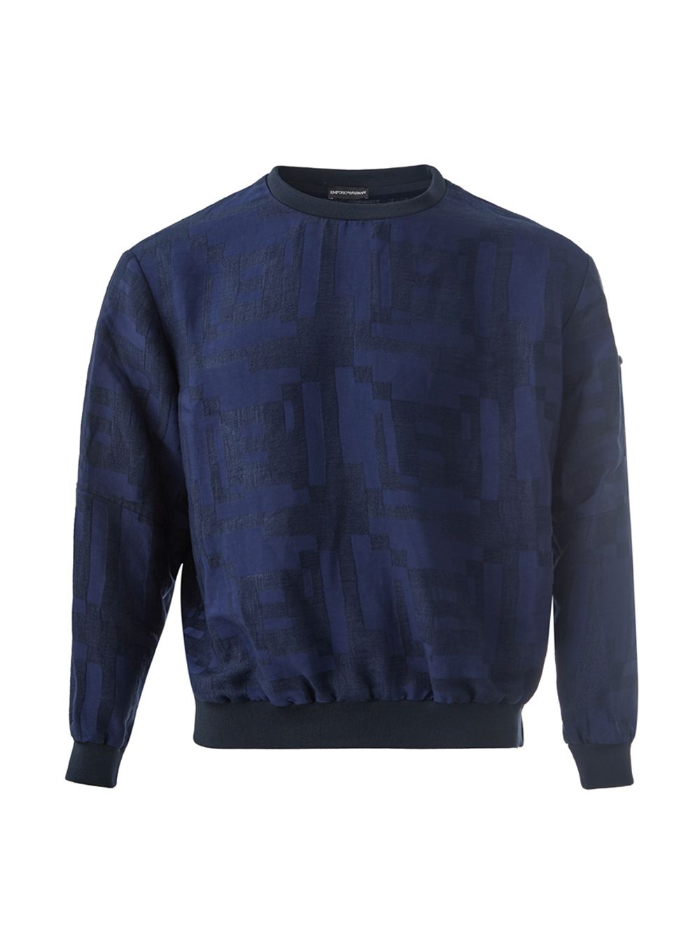 Emporio Armani Elegant Blue Geometric Linen Sweatshirt