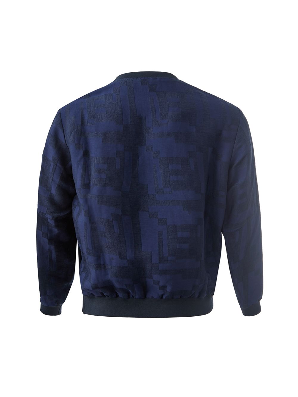 Emporio Armani Elegant Blue Geometric Linen Sweatshirt