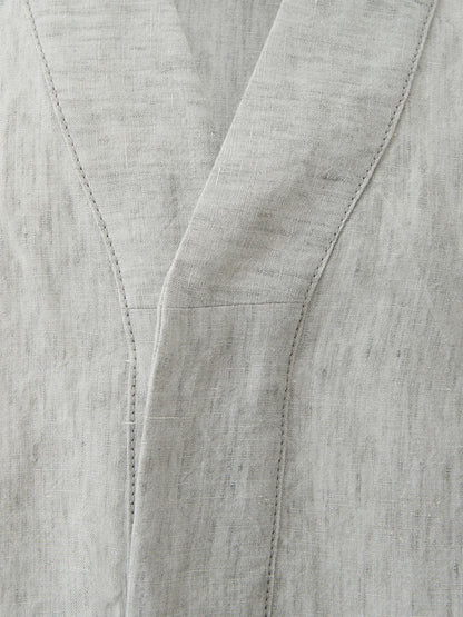Emporio Armani Chic Grey Linen V-Neck Overshirt