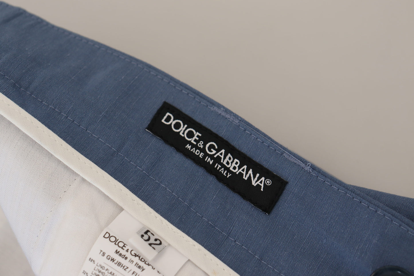 Dolce & Gabbana Blue Linen Chino Formal Pants