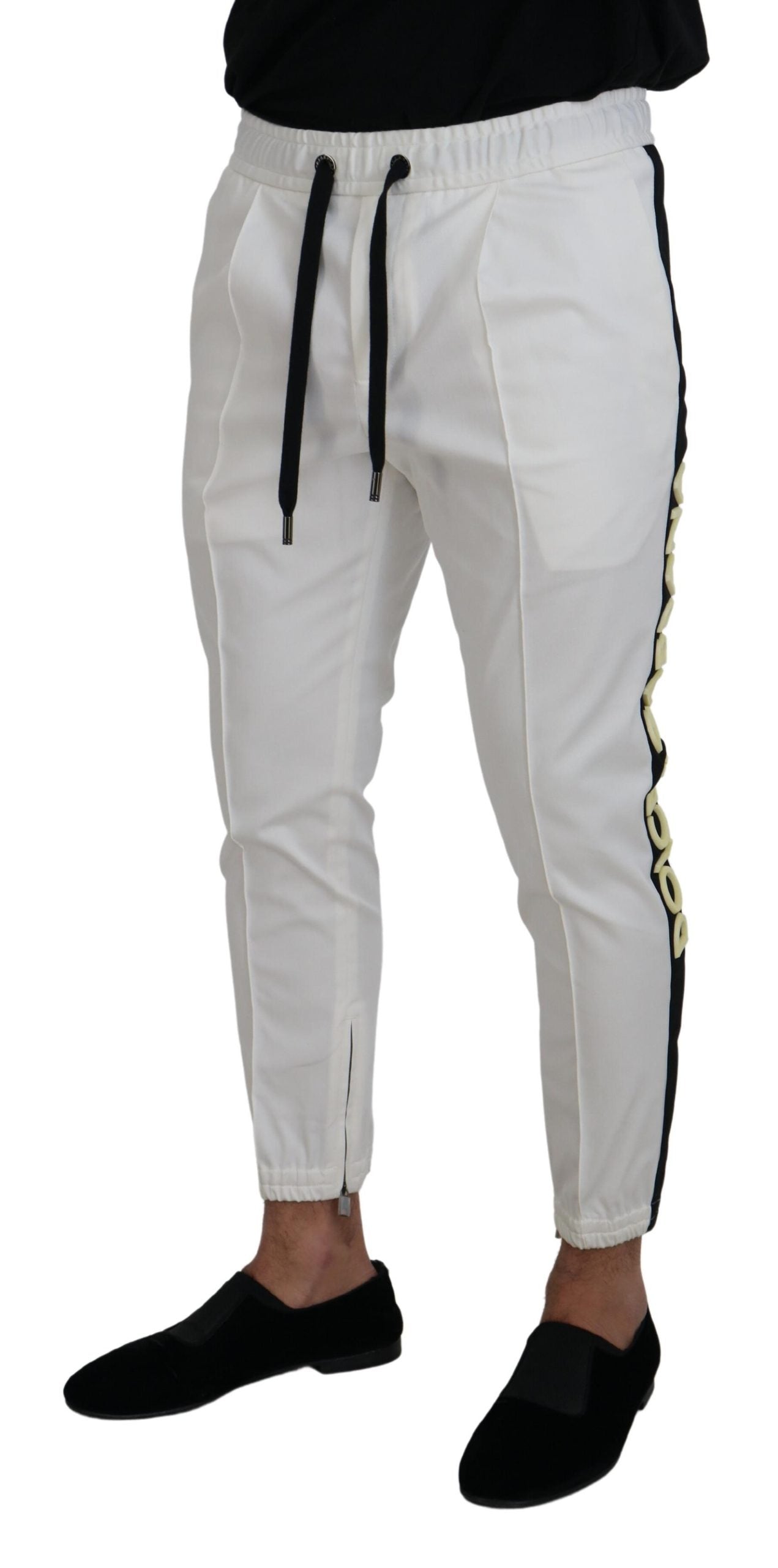 Dolce & Gabbana White Cotton DG Logo Jogger Pants