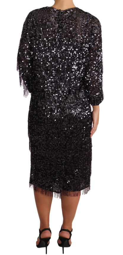 Dolce & Gabbana Sequined Shift Midi Dress – Timeless Elegance