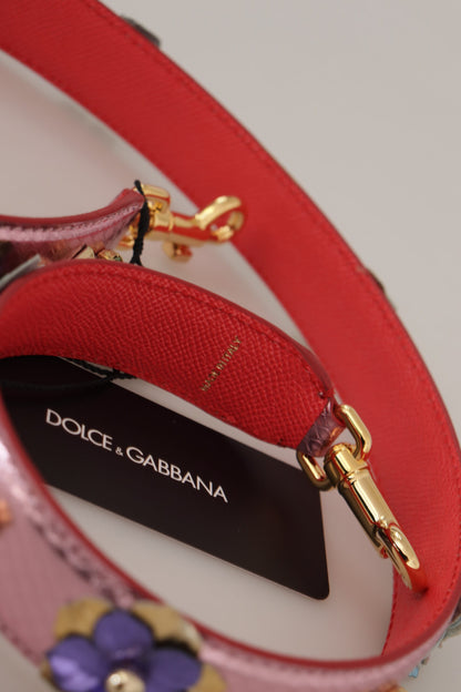 Dolce & Gabbana Elegant Metallic Pink Leather Shoulder Strap