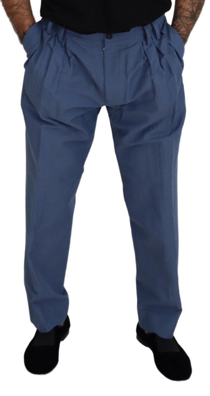 Dolce & Gabbana Blue Linen Chino Men Formal Pants