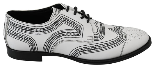 Dolce & Gabbana Elegant White Leather Derby Shoes