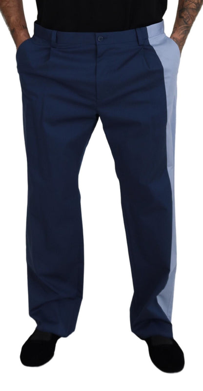 Dolce & Gabbana Blue Cotton Straight Fit Pants