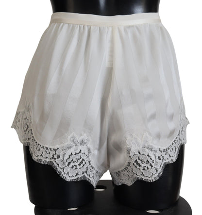 Dolce & Gabbana Elegant White Lace Lingerie Shorts