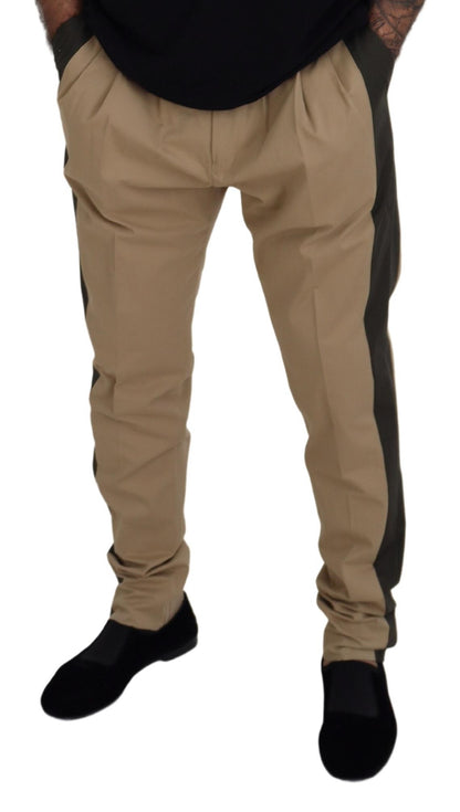 Dolce & Gabbana Brown Black Cotton Chino Men Pants