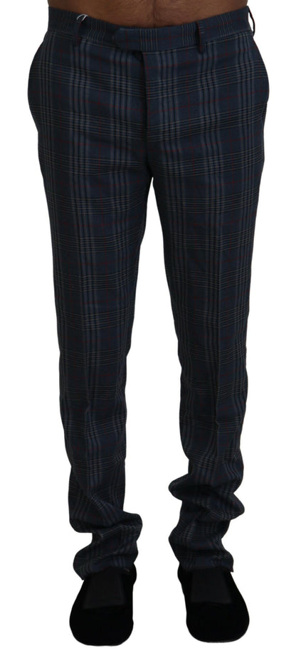 BENCIVENGA Gray Pure Wool Men Checkered Pants