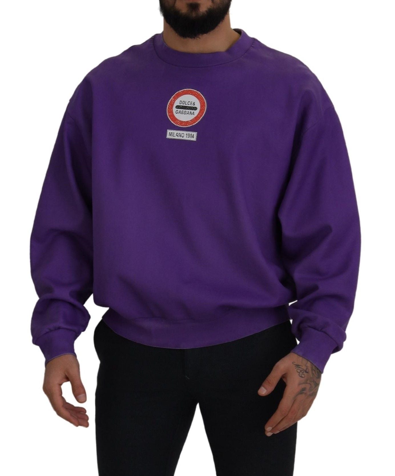 Dolce & Gabbana Elegant Purple Cotton Crewneck Sweater