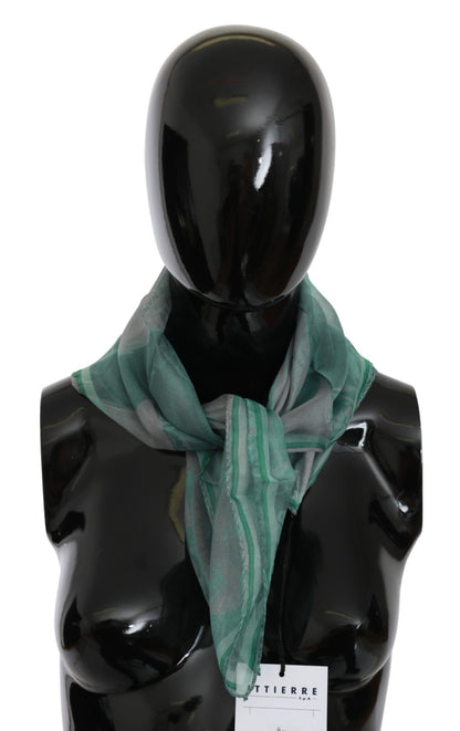 Costume National Elegant Silk Green Printed Scarf