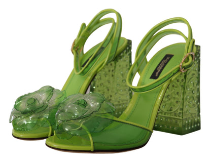 Dolce & Gabbana Enchanting Green Crystal Embellished Sandals