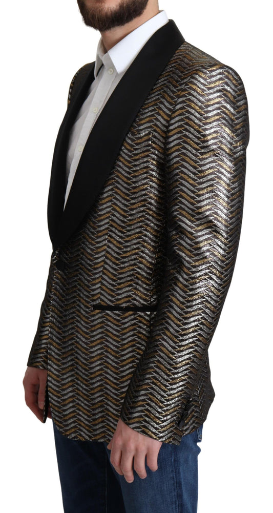 Dolce & Gabbana Multicolor Metallic Jacquard Polyester Blazer Jacket