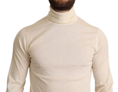 Dolce & Gabbana Cream Cashmere Turtleneck Pullover Sweater