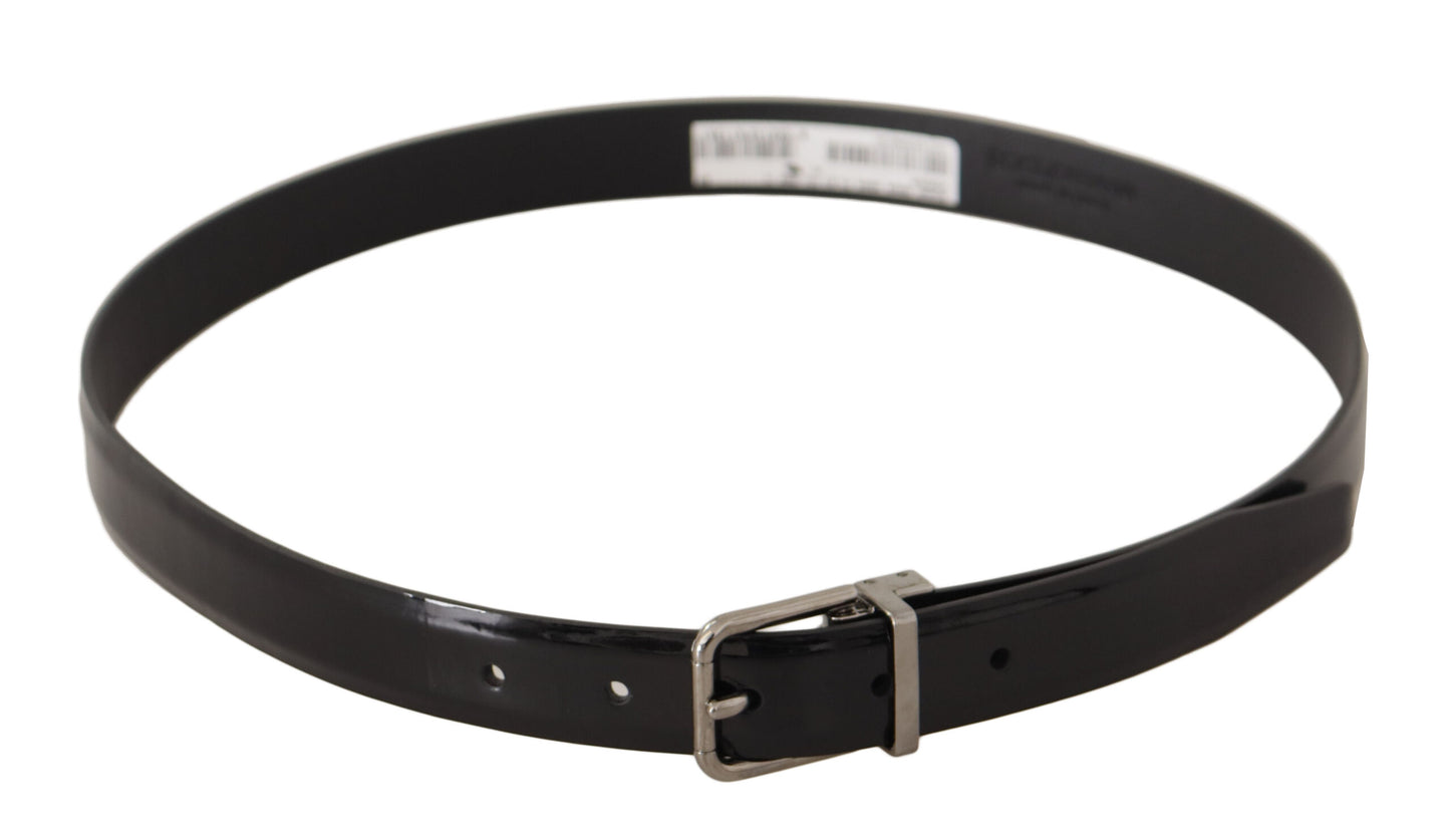 Dolce & Gabbana Elegant Black Leather Belt with Metal Buckle