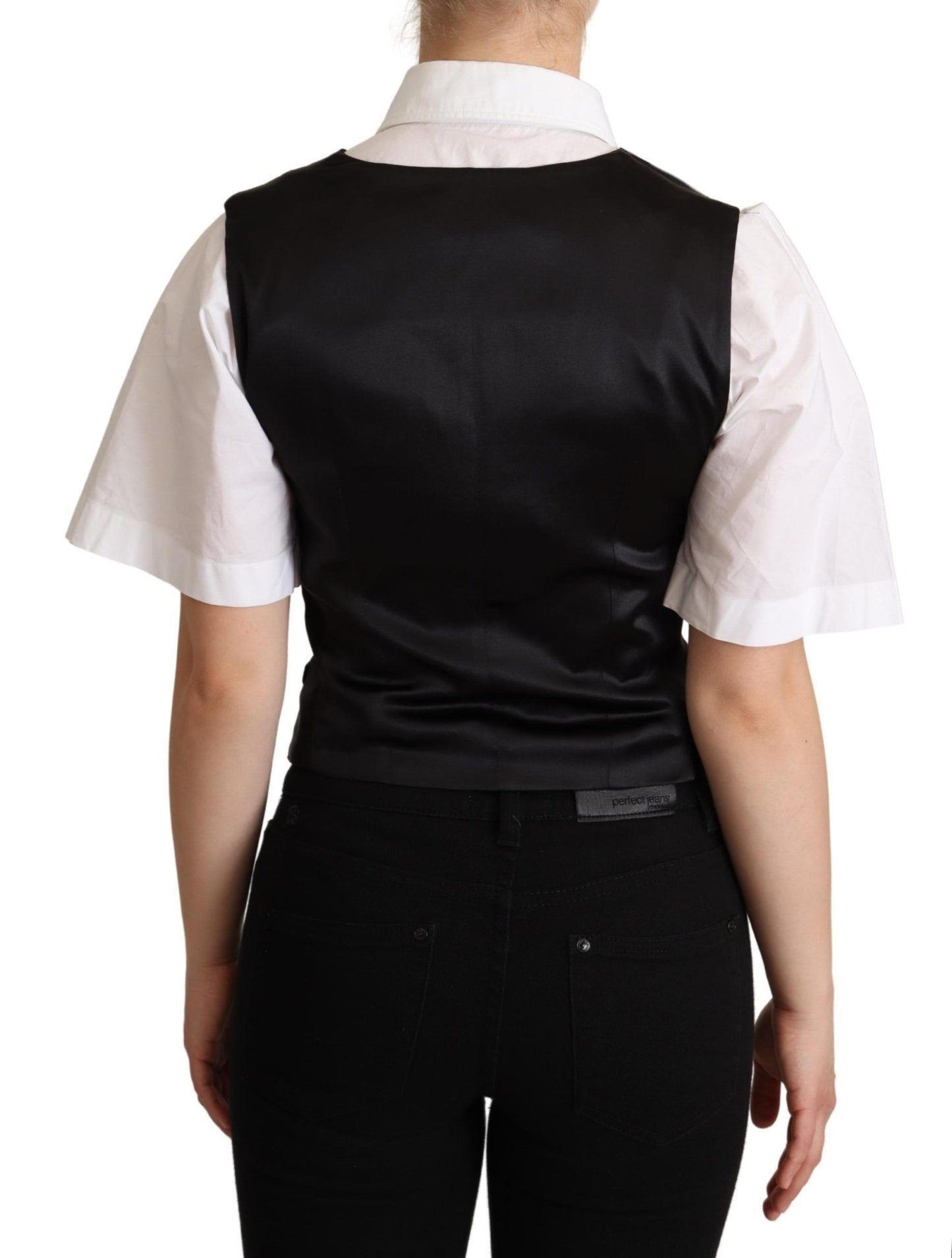 Dolce & Gabbana Elegant Silk Blend Black Waistcoat