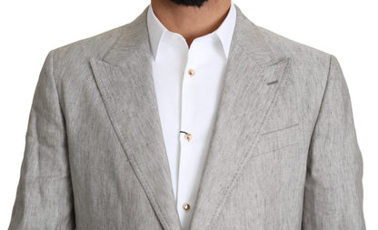 Dolce & Gabbana Elegant Slim Fit Gray Linen-Silk Suit