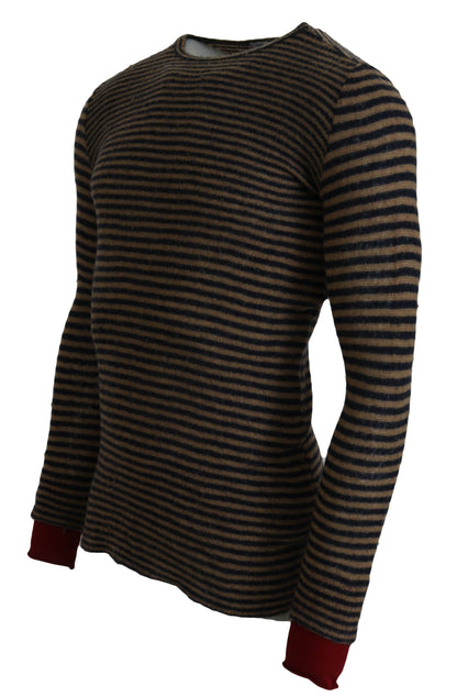 Daniele Alessandrini Chic Black and Brown Crewneck Pullover Sweater