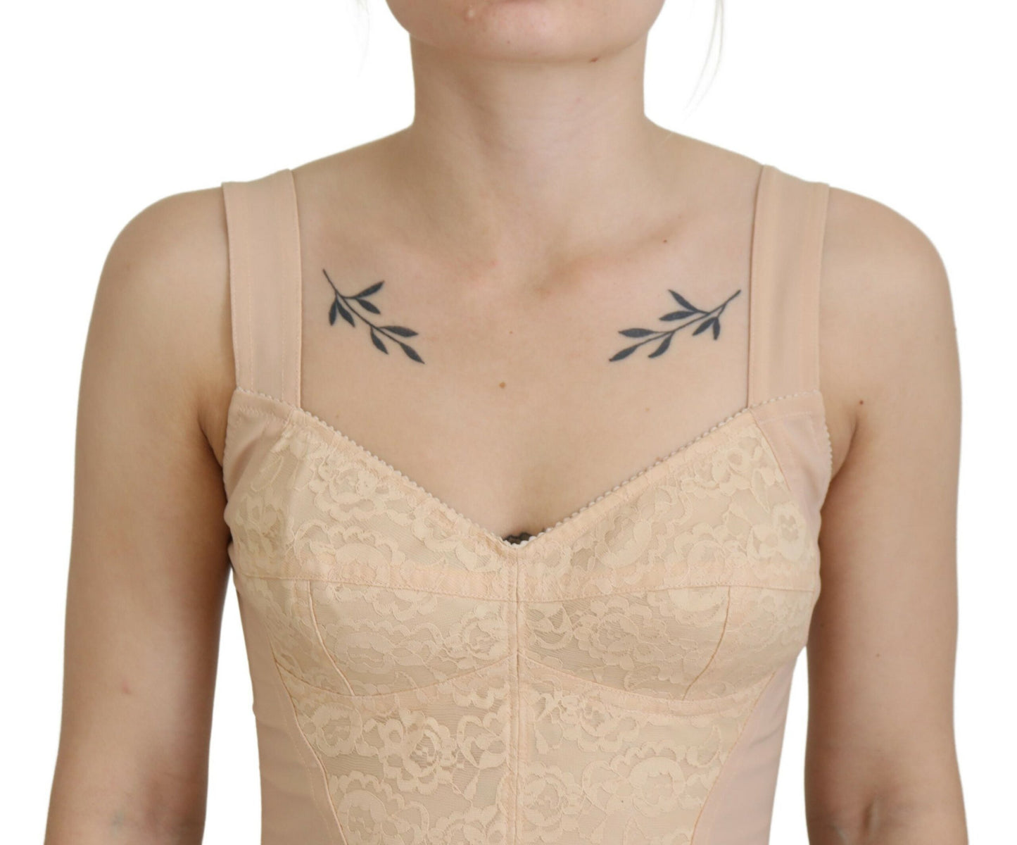 Dolce & Gabbana Beige Cropped Bustier Corset Brassiere Top