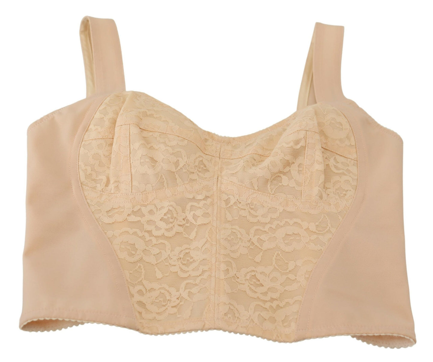 Dolce & Gabbana Beige Cropped Bustier Corset Brassiere Top