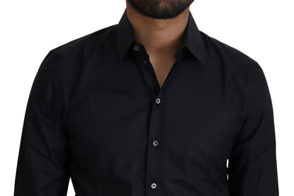 Dolce & Gabbana Black Cotton Slim Fit Dress Shirt