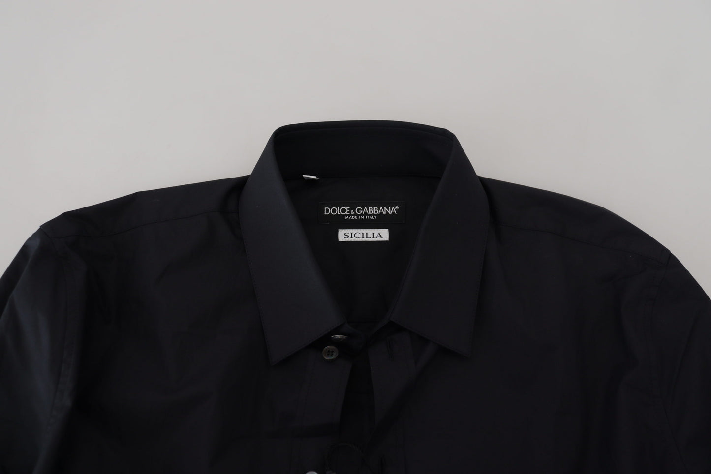 Dolce & Gabbana Black Cotton Slim Fit Dress Shirt