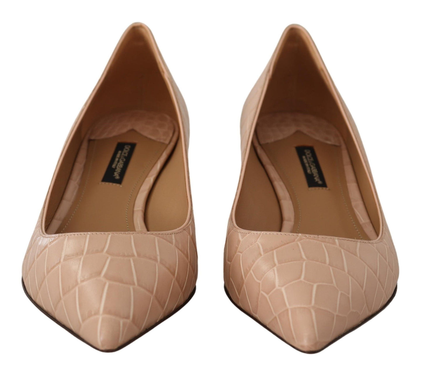 Dolce & Gabbana Beige Leather Kitten Heels Pumps Shoes