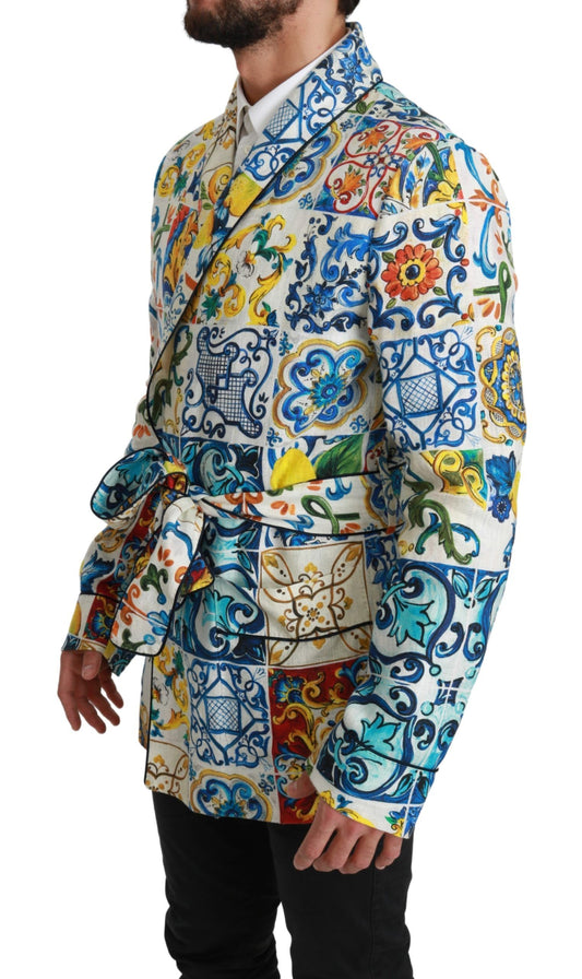 Dolce & Gabbana Multicolor Majolica Robe Jacket Coat