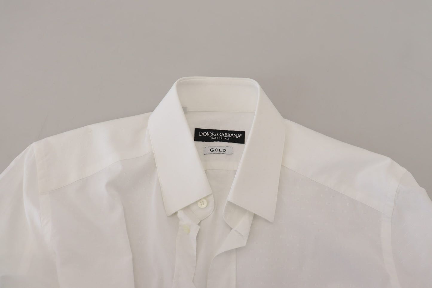 Dolce & Gabbana White Cotton Slim Fit Formal Dress GOLD Shirt