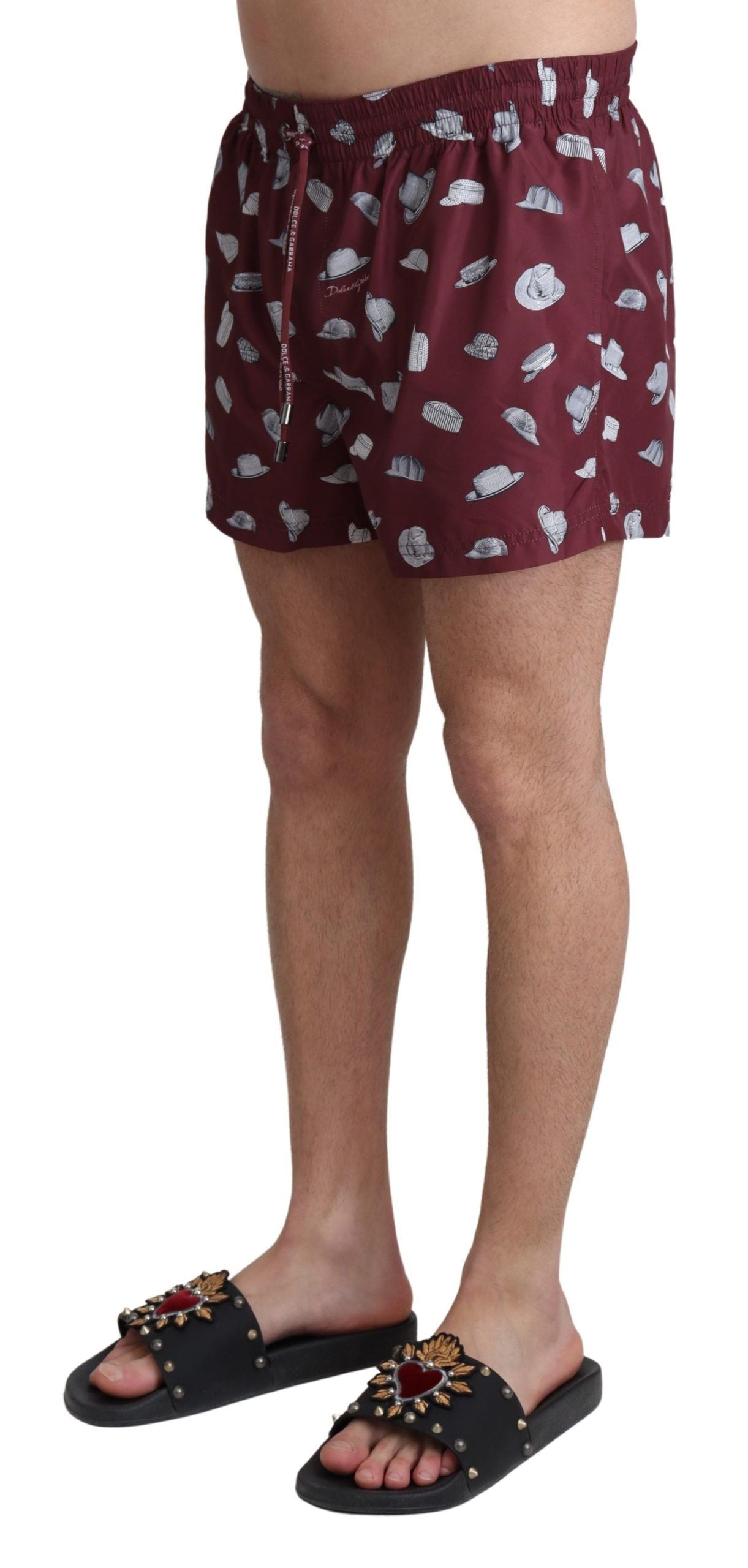 Dolce & Gabbana Maroon Elegance Men's Swimming Trunks