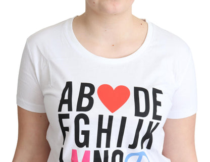 Moschino White Cotton Alphabet Letter Print Tops T-shirt