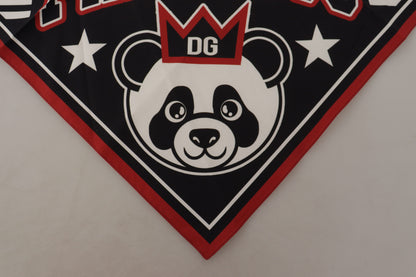 Dolce & Gabbana Black Red da Crown DG Logo Square Handkerchief Scarf