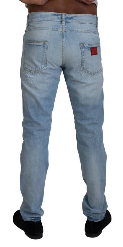 Dolce & Gabbana Light Blue Cotton Tattered Casual Denim Jeans