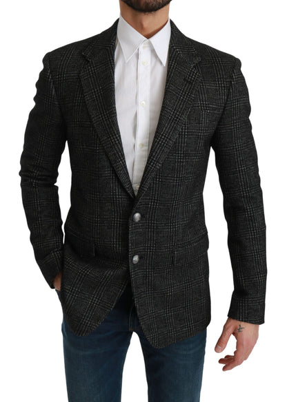 Dolce & Gabbana Elegant Gray Plaid Slim Fit Blazer