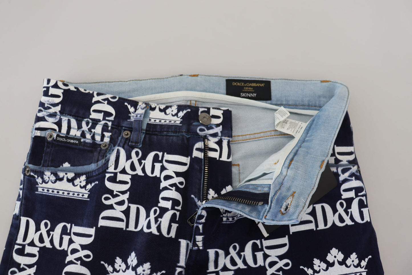 Dolce & Gabbana Blue Cotton DG Crown Skinny Denim Jeans