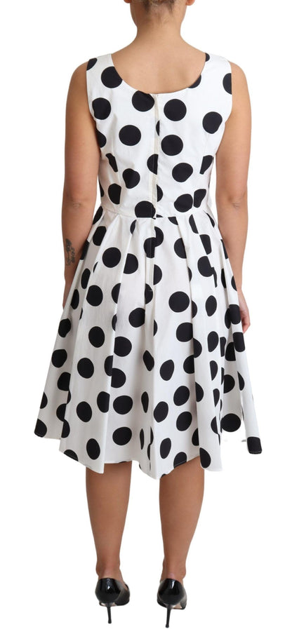 Dolce & Gabbana White Polka Dotted Cotton A-Line Dress