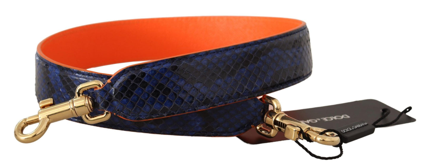 Dolce & Gabbana Blue Orange Python Leather Accessory Shoulder Strap