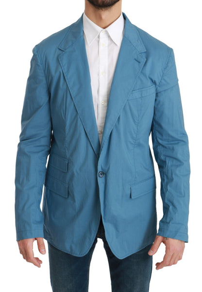 Dolce & Gabbana Elegant Blue Cotton Formal Blazer