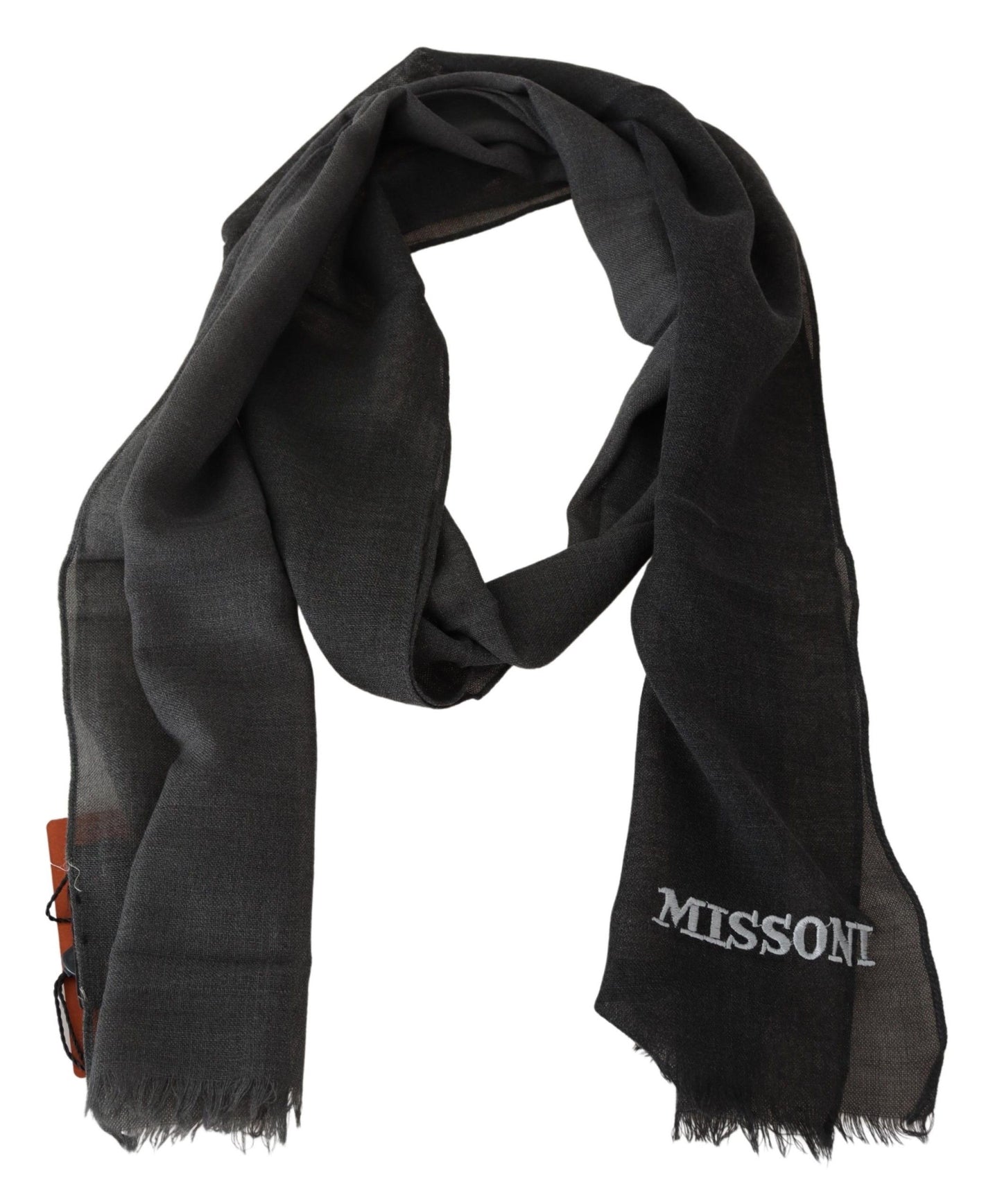 Missoni Elegant Black Wool Scarf with Fringes