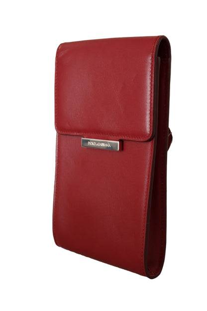 Dolce & Gabbana Red Leather Universal Phone Pocket Case