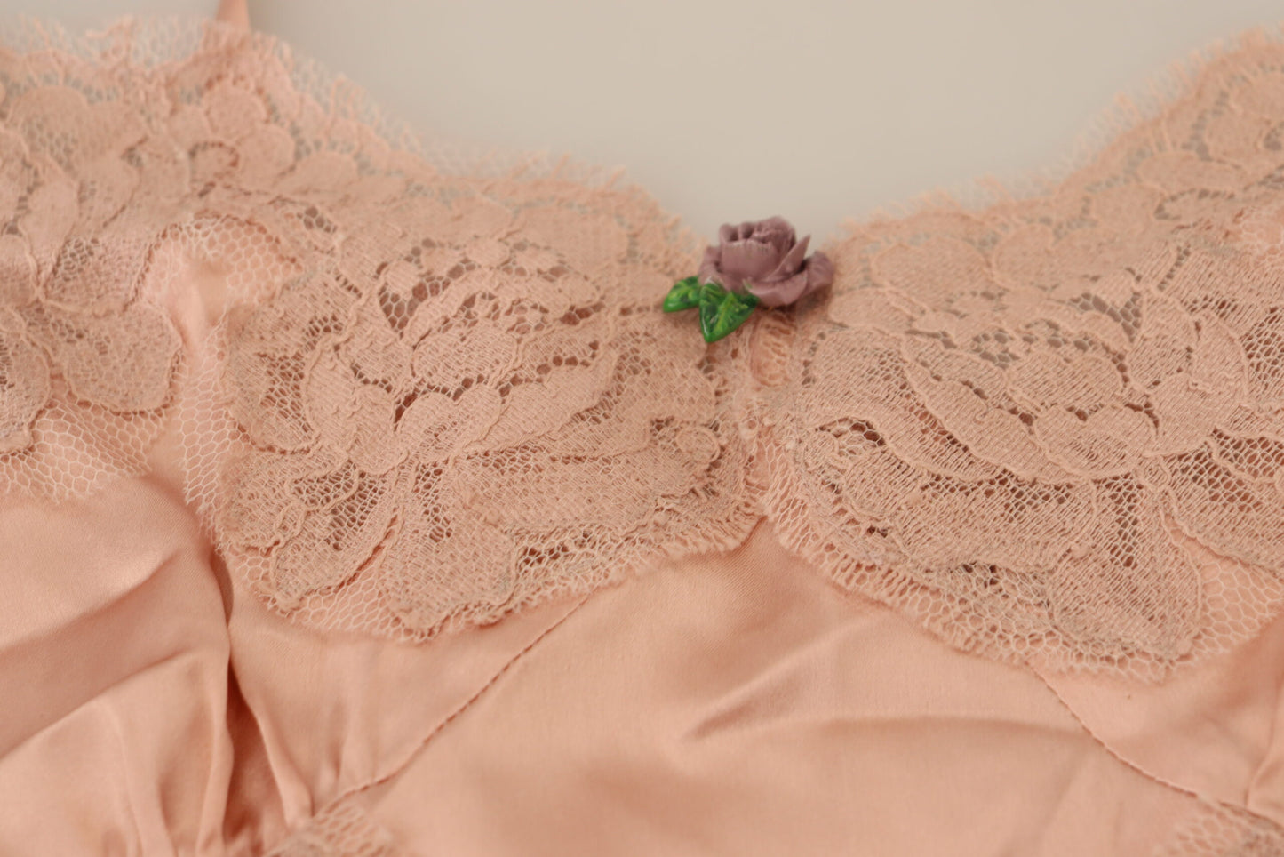 Dolce & Gabbana Pink Satin Lace Roses Tank Top Lingerie