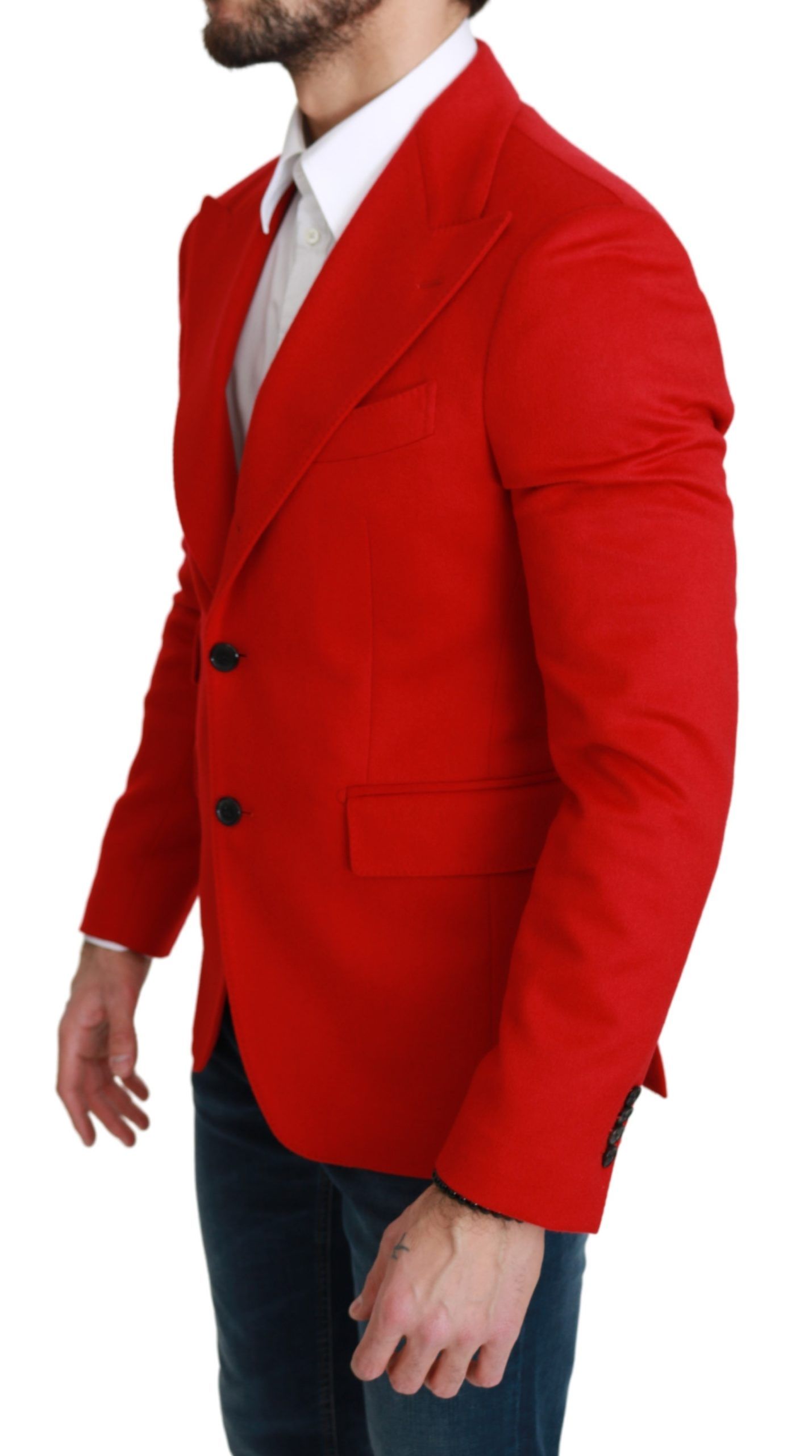 Dolce & Gabbana Elegant Red Cashmere Slim Fit Blazer