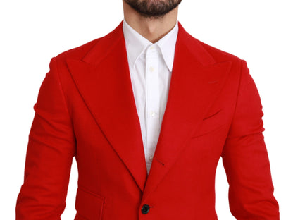 Dolce & Gabbana Elegant Red Cashmere Slim Fit Blazer