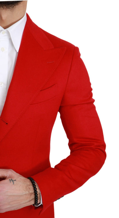 Dolce & Gabbana Elegant Red Cashmere Slim Fit Blazer