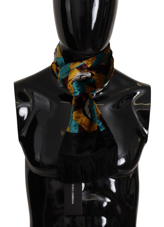 Dolce & Gabbana Multicolor DG Logo Print Shawl Wrap Fringe Scarf