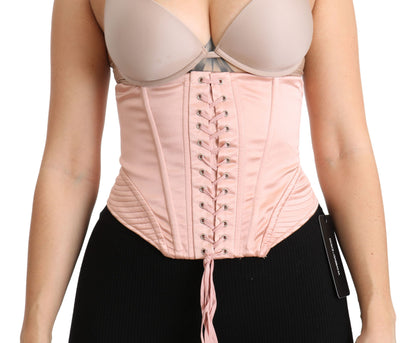 Dolce & Gabbana Silk Blend Corset Belt Luxury Top - Pink