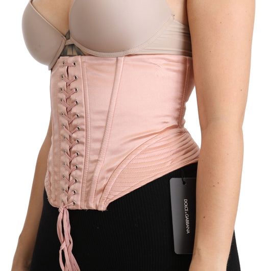 Dolce & Gabbana Silk Blend Corset Belt Luxury Top - Pink